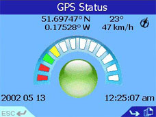 Navman iCN 630 GPS Status Page