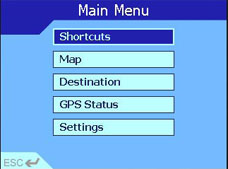 Navman iCN 630 main menu page