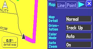 Garmin Street Pilot 2610 GPS receiver Map Setup Page