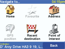 TomTom Go navigation page