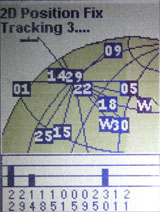 Magellan eXplorist 100 GPS satellite status page