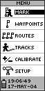 Garmin eTrex Summit GPS receiver menu page