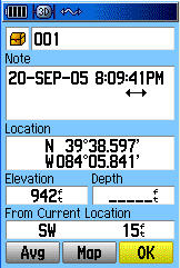 Garmin GPSMAP 60C GPS receiver mark waypoint page