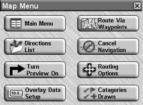 Lowrance iWay 500c route options page