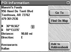 Lowrance iWay 500c map page