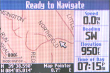 Garmin Quest GPS receiver map page