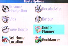 Garmin Quest route options page