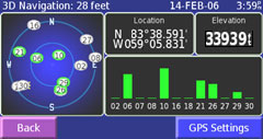Garmin StreetPilot 2730 GPS info page
