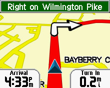 Garmin StreetPilot i3 navigation page